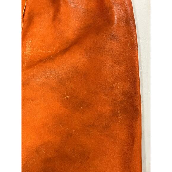 Moschino Cheap and Chic Vintage Knee-Length Orange Leather Pencil Skirt Sz 8 - Picture 13 of 16